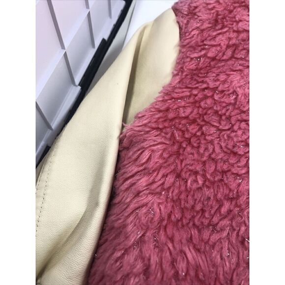 Betsey Johnson Faux Fur Faux Leather Bomber Jacket - Pink/tan, Sz 18mo - Picture 9 of 16